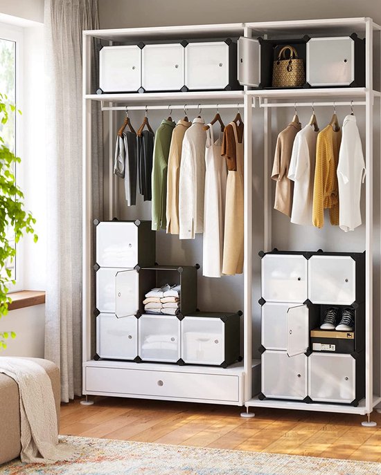 MAZAZU Schoenenrek Wit - 123x31x123cm - Kunststof - Hal & Slaapkamer
