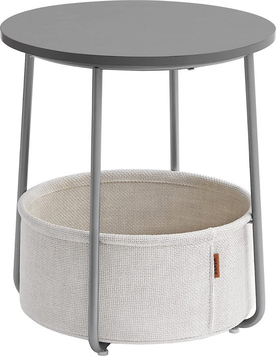 Bijzettafel met Stoffen Mand - Grijs - Beige