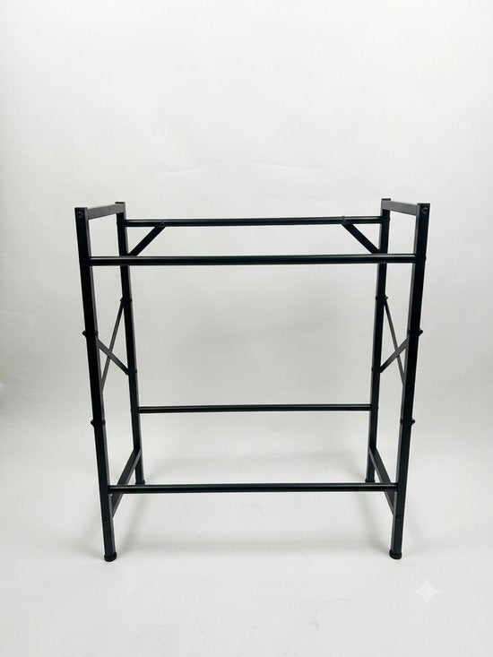 MAZAZU Krattenrek voor 4 Kratten - Drankenrek - Opbergrek Metaal 2 Etages - 70x32x79 cm - Zwart