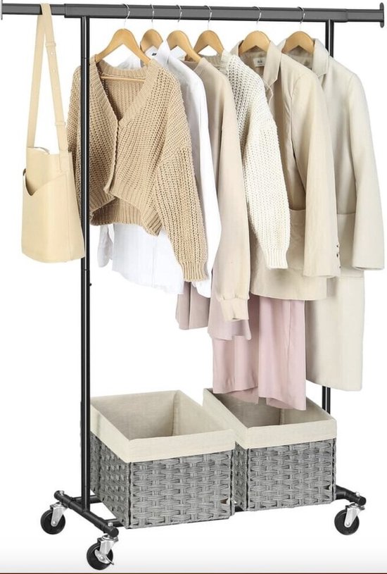 MAZAZU Kledingrek - Garderoberek - Opbergrek - 92-132x45,4x160