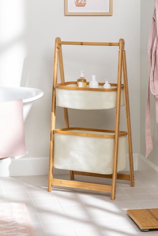 MAZAZU Wasmand 2 Vakken Bamboe, 45x97 cm
