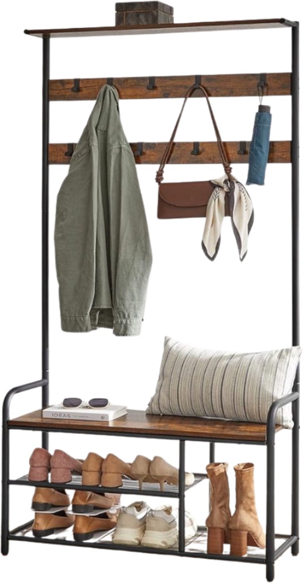 Industrieel garderoberek Qelith - vintage - 85x85x180 cm