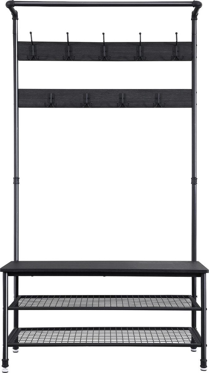 VASAGLE Industrieel garderoberek 23 haken - Zwart Qynera