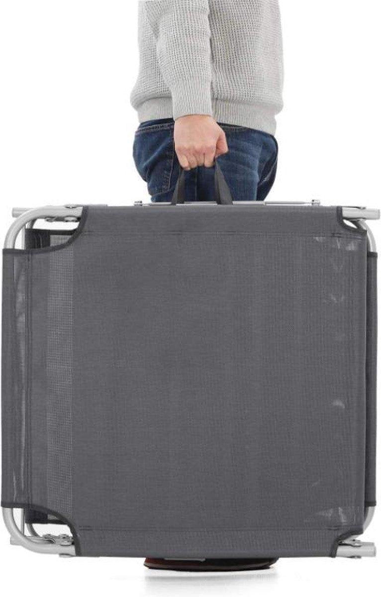 MIRA Home Ligbed met Zonnescherm - Verstelbaar - 193x32x63cm - Grijs - Tuinligstoel
