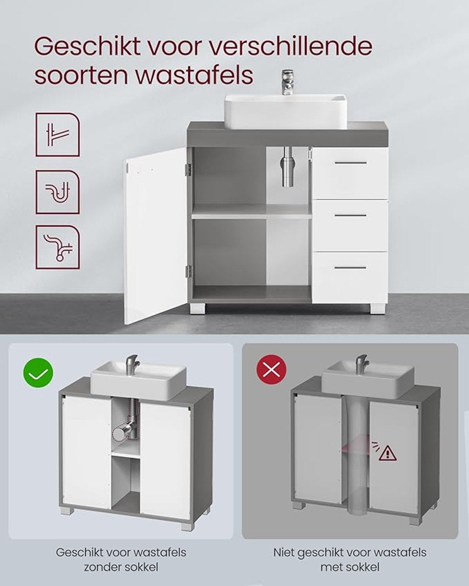 VASAGLE badkamerkast Antraciet Wendyra - 30×70×64cm