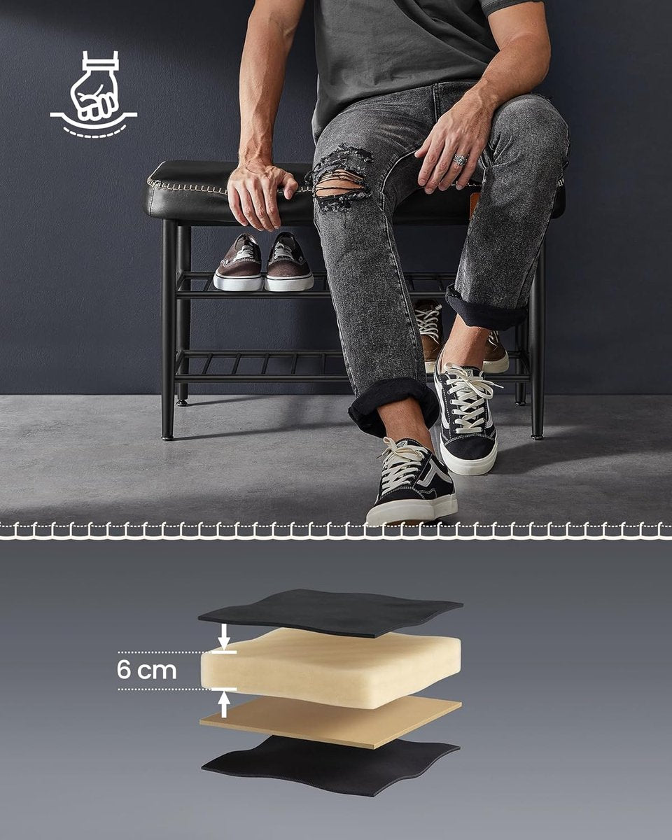 VASAGLE Schoenenbank zwart Syzara