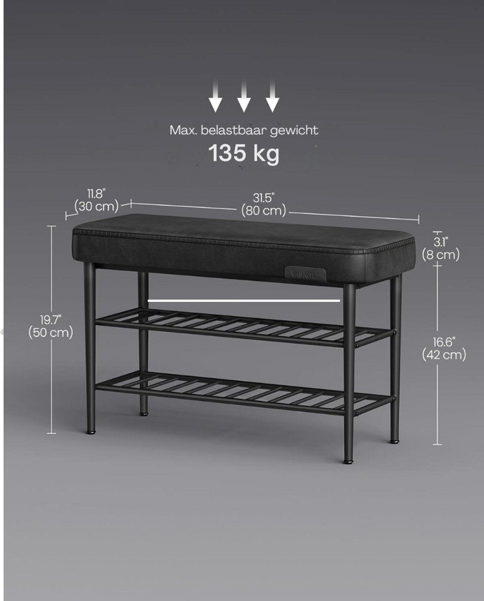 VASAGLE Schoenenbank zwart Syzara
