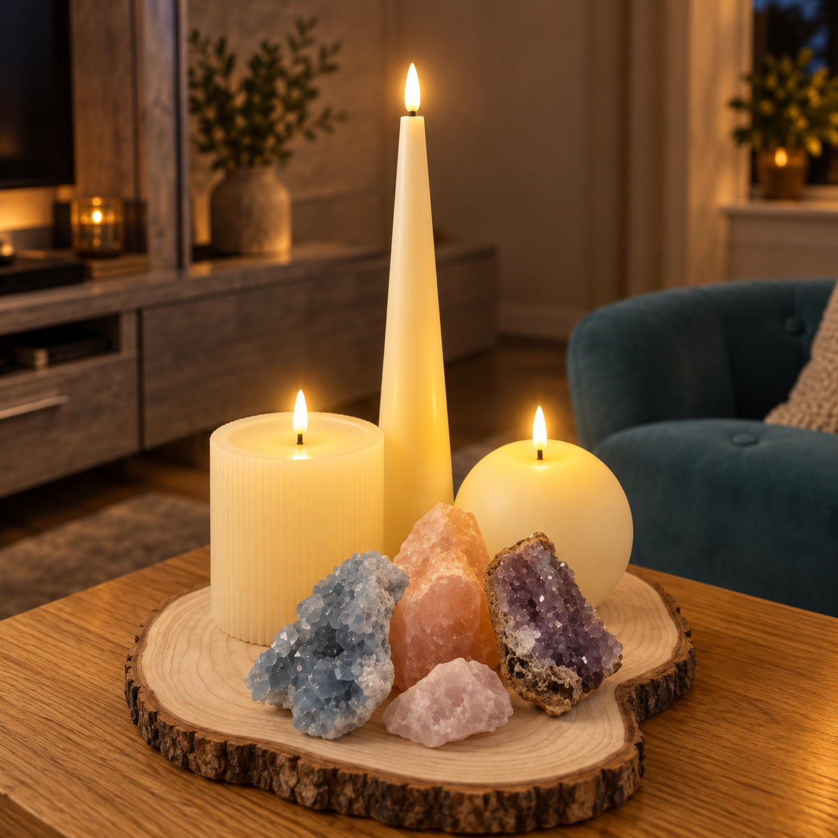 OMNIEXA LED Kaarsen Set van 3, Echte Was met 3D-vlam, Afstandsbediening en 6-uurs Timer – Geribbelde Stompkaars, Kegelkaars 33,5 cm & Bolkaars, Crème