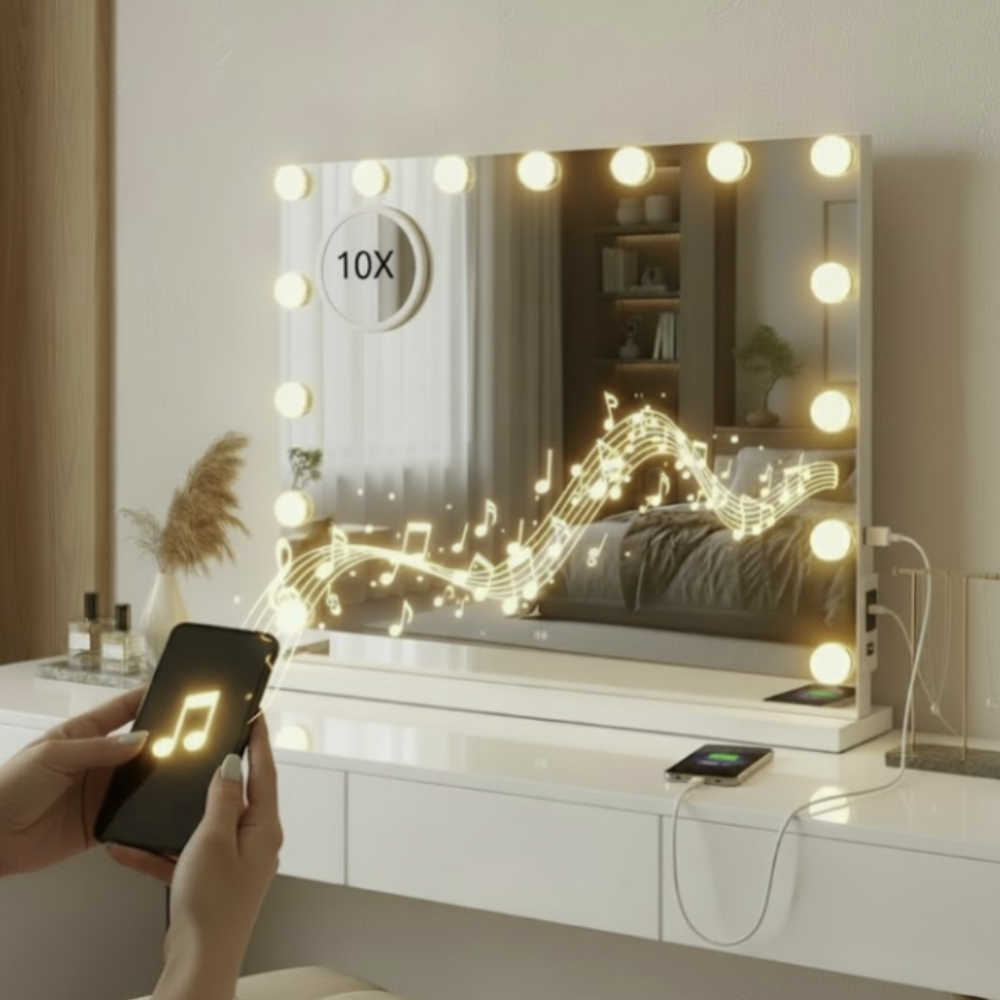 OMNIEXA XL Hollywood Spiegel Camille - incl USB & Speakers - 60x80cm