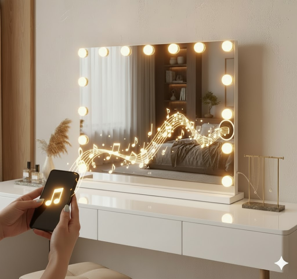 OMNIEXA Hollywoodspiegel Camille - incl Bluetoothspeakers - 58×46cm