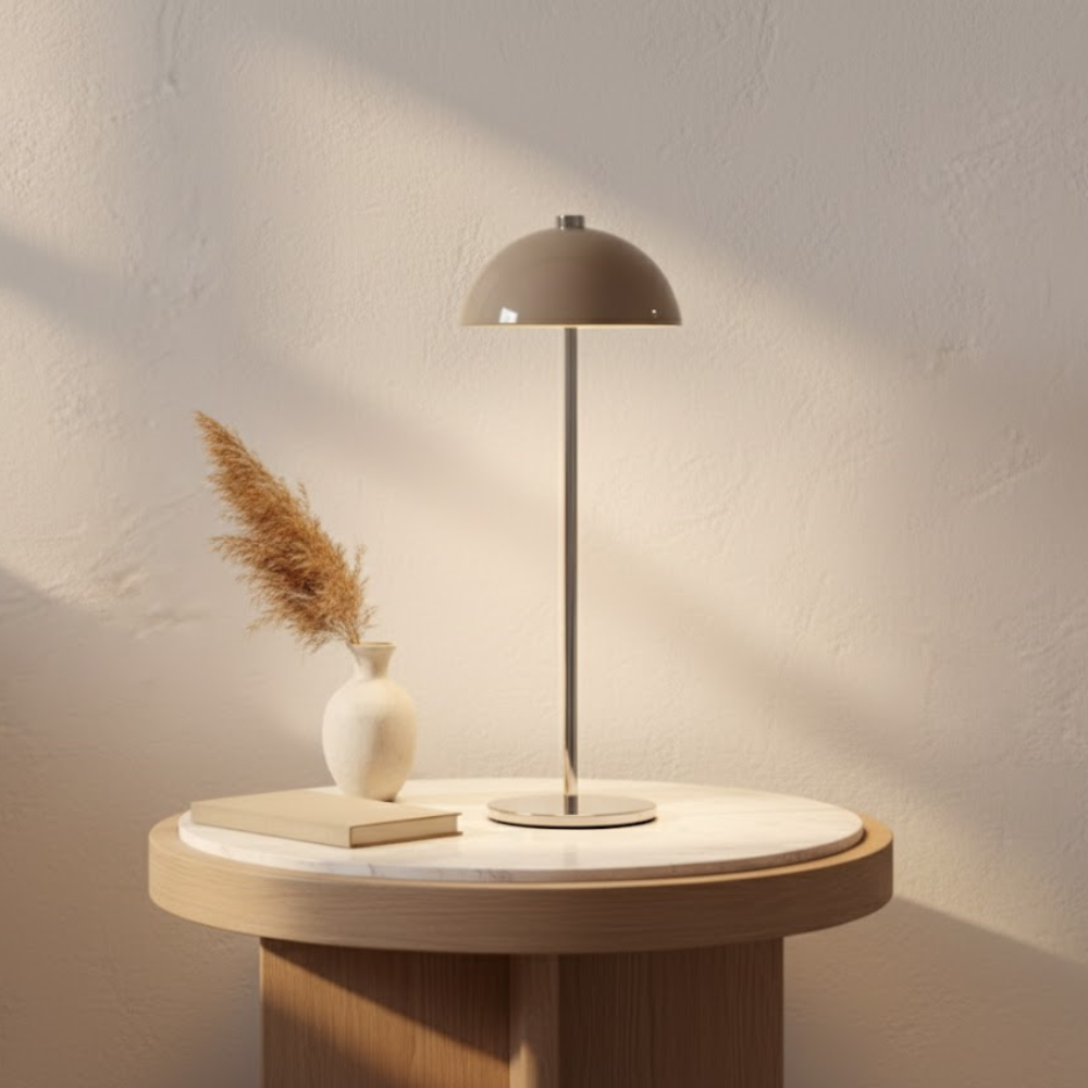 Draadloze tafellamp Colette, taupe